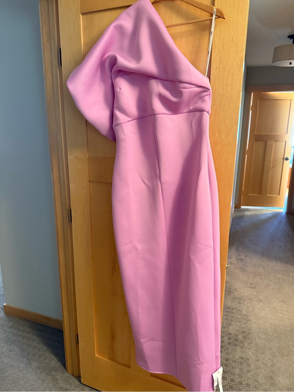 ASOS One-Shoulder Statement Pink Midi Dress